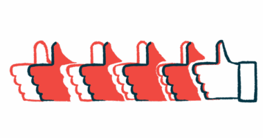 Multiple hands in a row are seen giving the thumbs-up sign.