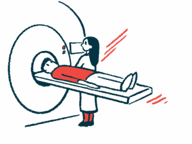 A clinician prepares a patient to undergo an MRI scan.