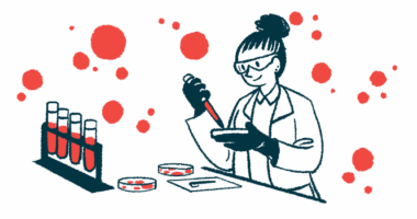 An illustration of a female scientist testing blood samples.