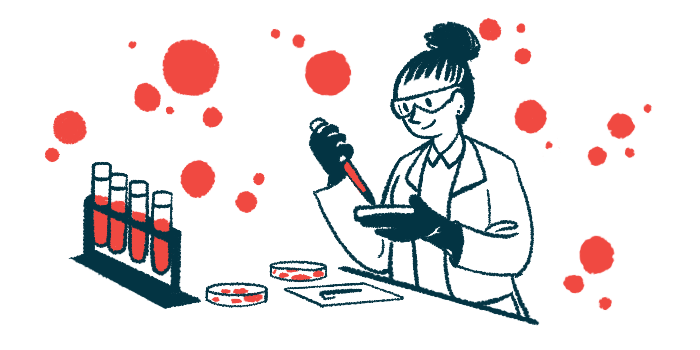 An illustration of a female scientist testing blood samples.
