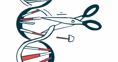 A pair of scissors is shown cutting a strand of DNA.