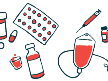 This illustration shows a variety of medications, including different types of pills, a syringe, a bottle and cup filled with liquid medicine, and an IV bag.