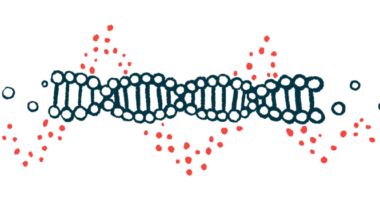 A close-up view of a DNA strand highlights its double-helix structure.